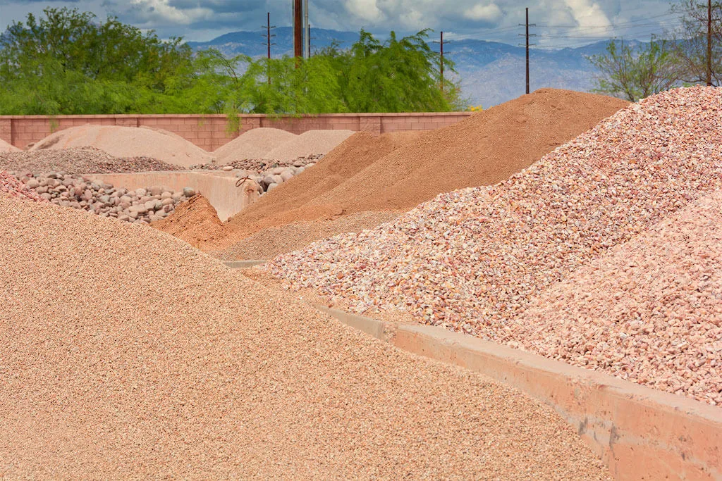 A selection of landscaping rock and decorative materials
