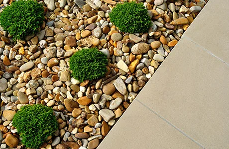A selection of landscaping rock and decorative materials